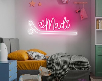 Custom Hockey Neon Sign, Hockey Name Neon Sign, Teens Boy's Bedroom Wall Decor, Birthday Party Decor, Hockey Gifts, Christmas Gift For Kids