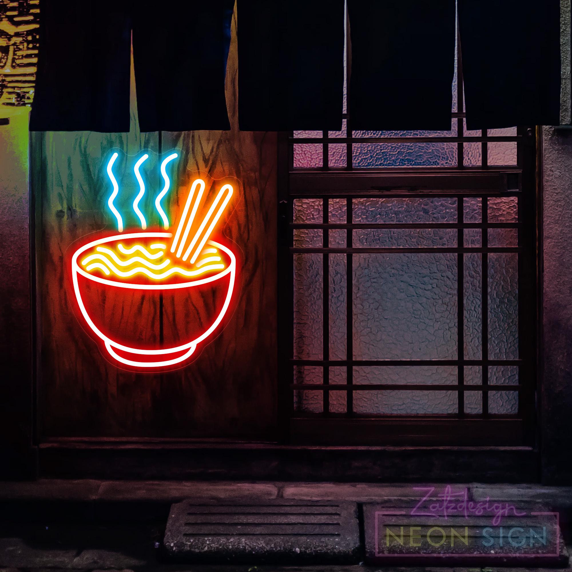 Noodles Sign Ramen Bowl Neon Sign, Custom Japanese Noodles Restaurant Neon Light ...