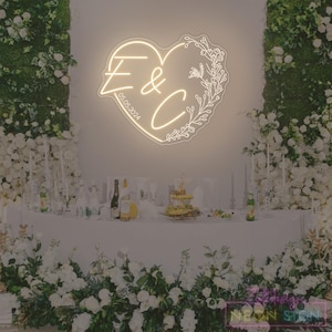 Custom Wedding Initials Neon Sign,Couple Name Light,Mr and Mrs Monogram,Minimalist Wedding Monogram,Rustic Wedding Backdrop Reception Decor