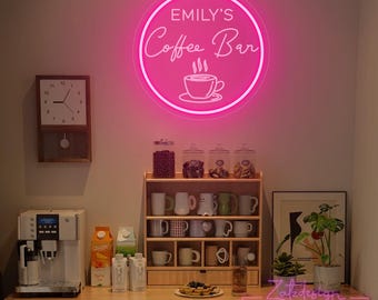 Custom Coffee Bar Sign for Kitchen, Custom Coffee Decor, USB Light Up Coffee Sign, Coffee Lover Gift, Cafe Shop Sign, Cafe Sign,Coffee Signs