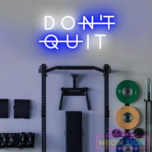 Letrero de neón "No te rindas", letrero para gimnasio, frases motivacionales, decoración para gimnasios, letreros para la cueva del hombre, decoración de gimnasios, decoración de paredes de gimnasios