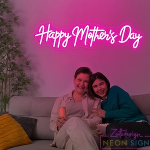 Happy Mother&#39;s Day Neon Sign, Custom Mother&#39;s Day Party Decor LED Neon Light, Mothers Day Photoshoot Prop, Gift For Mom, Mother&#39;s Day Gift