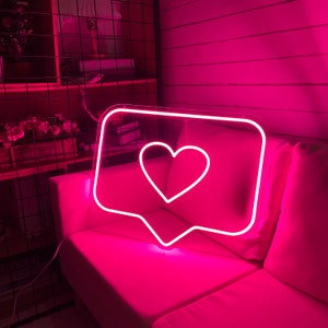 Heart Neon Sign, Love Heart Neon Sign, Love Sign, Minimalist LED Neon Heart Light, Bedroom Neon Light, Love Art Neon Sign,Wedding Gift
