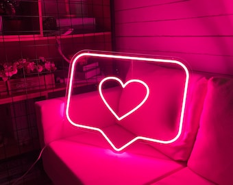 Heart LED Neon Sign, Dimmable Love Light, Bedroom Wall Decor