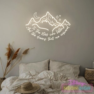 ACOTAR Night Mountain with Stars Leuchtreklame, To the stars who beachten, und die Träume, die beantwortet werden, Sternennachtlicht, Buch-Liebhaber-Geschenk