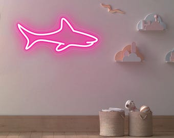 Shark Neon Sign, Animal Neon Sign, Sea Life Neon Sign, Shark Wall Decor, Shark Lover Gift, Kids Room Art, Aquarium Decor
