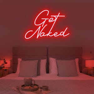Placa de neon Get Naked, Placa Get Naked, Placa de banheiro Get Naked, Decoração de parede engraçada, Arte de parede de banheiro, Decoração de banheiro, Decoração de chuveiro
