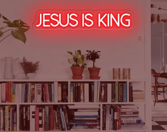 Jesus is King Neon Sign, Jesus Led Sign, Faith Neon Sign, Religious Wall Decor, Christian Decor, Christian Home Decor, Religious Gifts