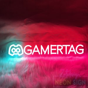 Placa de neon com nome de usuário personalizado, presente personalizado para gamers, decoração de sala de jogos, presente de dia dos pais para ele, presentes para gamers, arte de parede para jogos