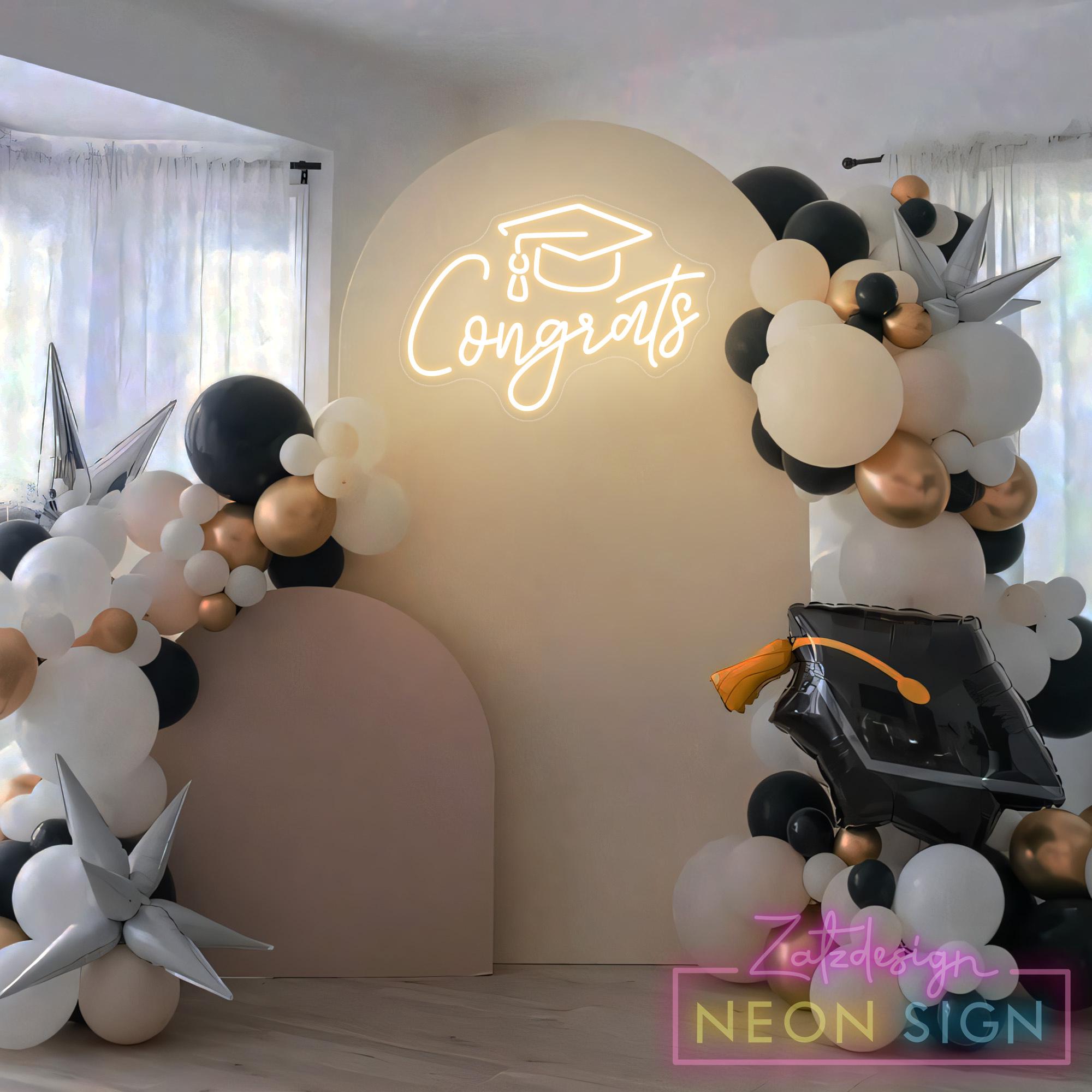 Lights Around Graduation Sign Congrats Led Sign Custom Graduation Decor, Led Neon Light Wall Decor ...