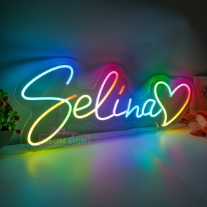 Placa de neon personalizada RGB, placa de neon arco-íris, neon de casamento, placa de nome, decoração de quarto, neon de LED, placa de neon para quarto, presente para jogadores, placa de neon colorida