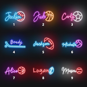 Placa de neon de futebol personalizada, decoração de berçário, placa de neon com nome personalizado para crianças, placa de futebol, placa de neon com nome, presente de futebol, decoração de quarto de criança, presentes esportivos
