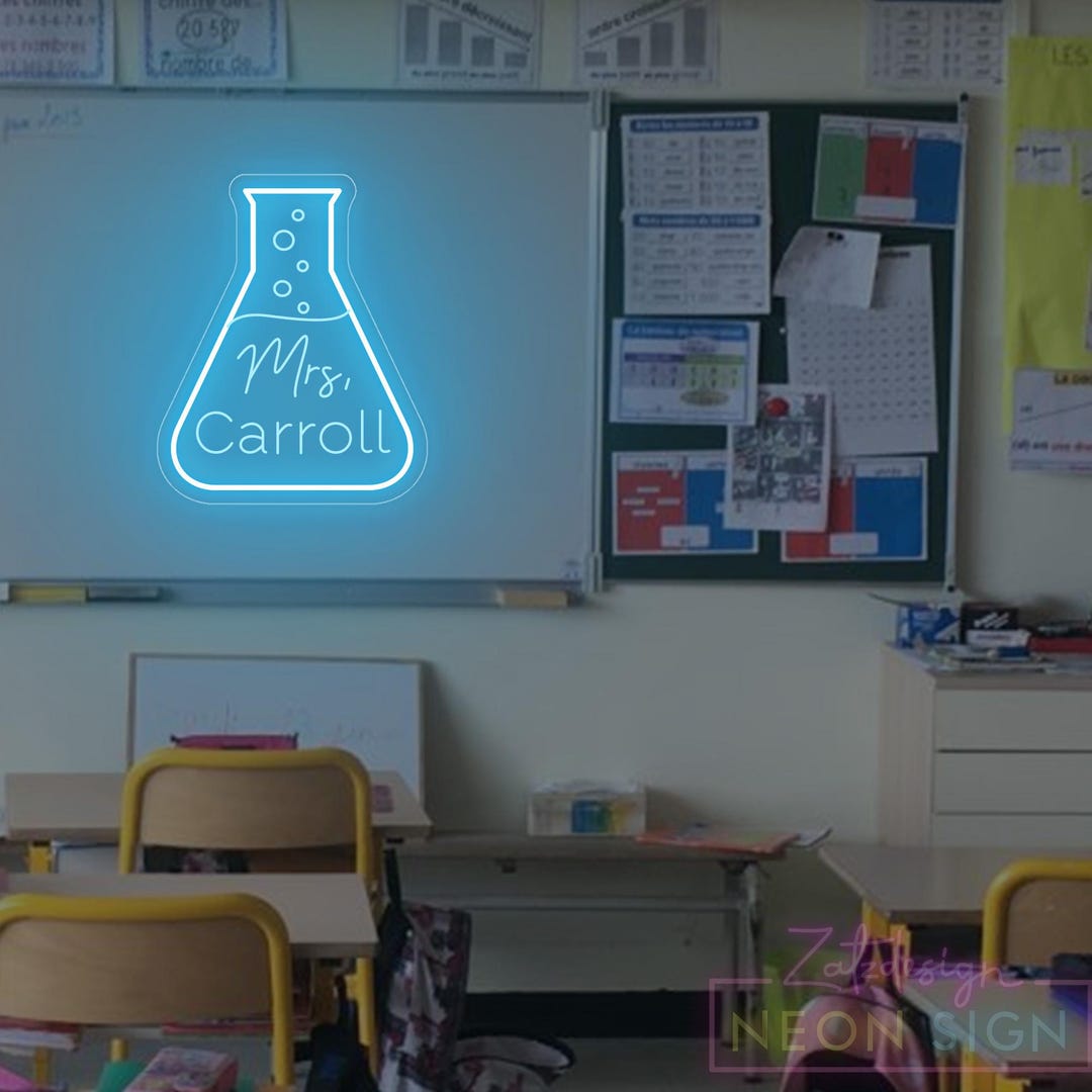 Custom Science Teacher Name Neon Sign, Science Classroom Wall Decor ...