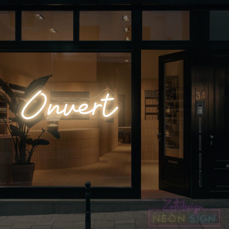 Ouvert Neon Sign, LED OPEN Neon Sign for Business, Store French Open ...