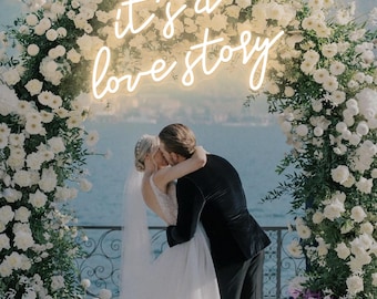 It's a Love Story Neon Sign, Wedding Welcome Decor, Modern Wedding Decor, Wedding Backdrop Decor, Sign for Wedding Party, Engagement Gifts
