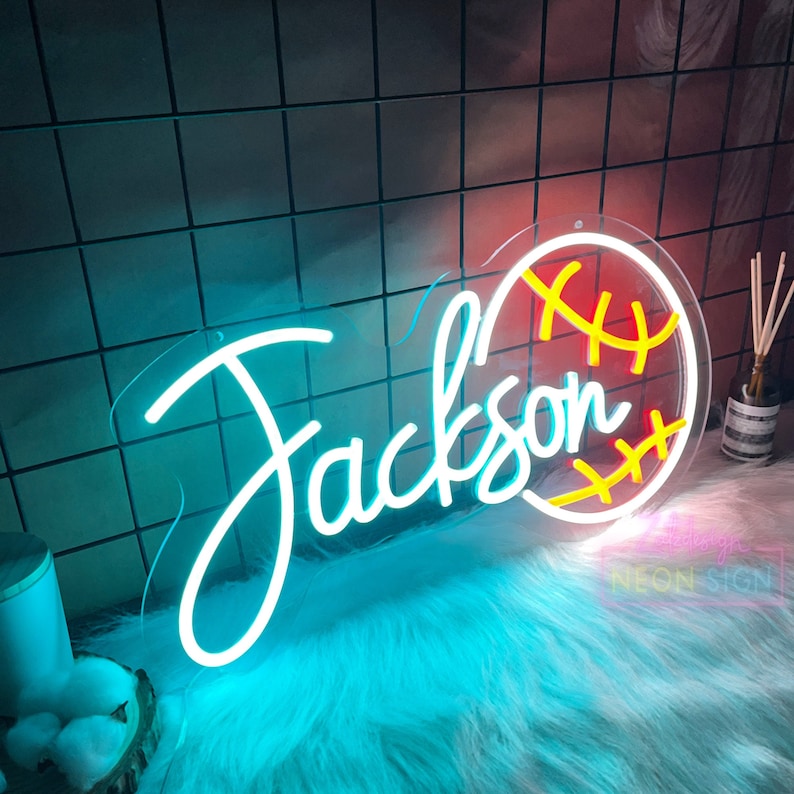 Custom Name Sign, Baseballneon Sign, Baseballplayer Gifts, Kids Room ...