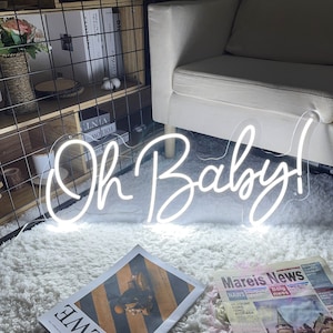 Sinal de néon Oh Baby, decoração de parede personalizada, sinal de LED presentes personalizados para ela, quarto infantil, presentes de chá de bebê com luz LED, presente de aniversário