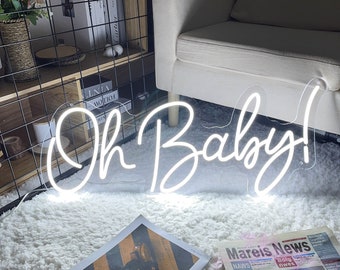 Oh Baby Neon Sign, Custom Wall Decor, Led Sign Personalized Gifts for Her, Bedroom Kids Room, Led Light Baby Shower Gifts, Birthday Present