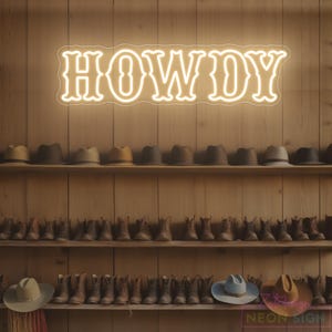 Howdy Neon Sign, Western Cowgirl LED Neon Light, Cowboy Party Decor Sign, Howdy Cowgirl Wall Art, Cowboy Lover Gift, Shop Open Neon Sign