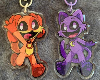 Acrylic Keychain Double Sided | CatNap and DogDay | Poppy Playtime | Smiling Critters | 2.5in Charm (DOGDAY in BACK ORDER)