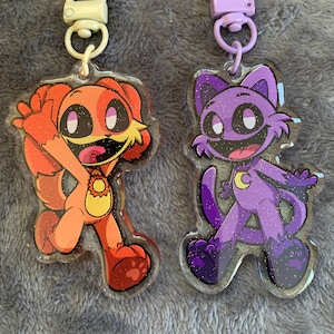 Acrylic Keychain Double Sided | CatNap and DogDay | Poppy Playtime | Smiling Critters | 2.5in Charm (DOGDAY in BACK ORDER)