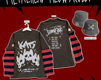 Fan Made Metalhead Meowskulls Inspired Long Sleeve Unisex T-Shirt and Bucket Hat | PRE ORDER |