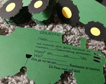Invitation cards for the birthday tractor