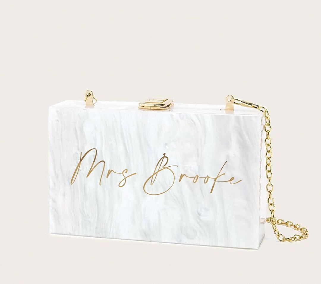 Personalised Box Clutch Bag Bride Pearl Future Mrs Clutch Hen Etsy UK