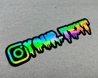 Instagram personalizzato adesivo decalcomania vinile finestrino dell'auto JDM olografico Oil Slick Aufkleber carattere stile gocciolamento sanguinante per casco moto dirt bike