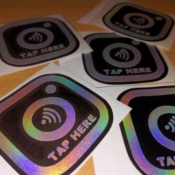 Custom NFC Instagram Sticker Decal Vinyl Car Window JDM holographic Oil Slick Aufkleber your Instagram link tap here wireless pop up