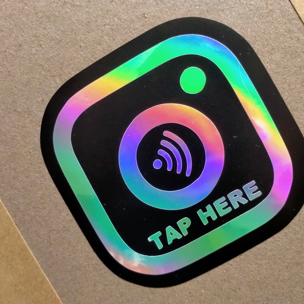 Sticker NFC Instagram personnalisé vinyle fenêtre de voiture JDM holographique nappe d'huile Aufkleber votre lien Instagram appuyez ici sans fil