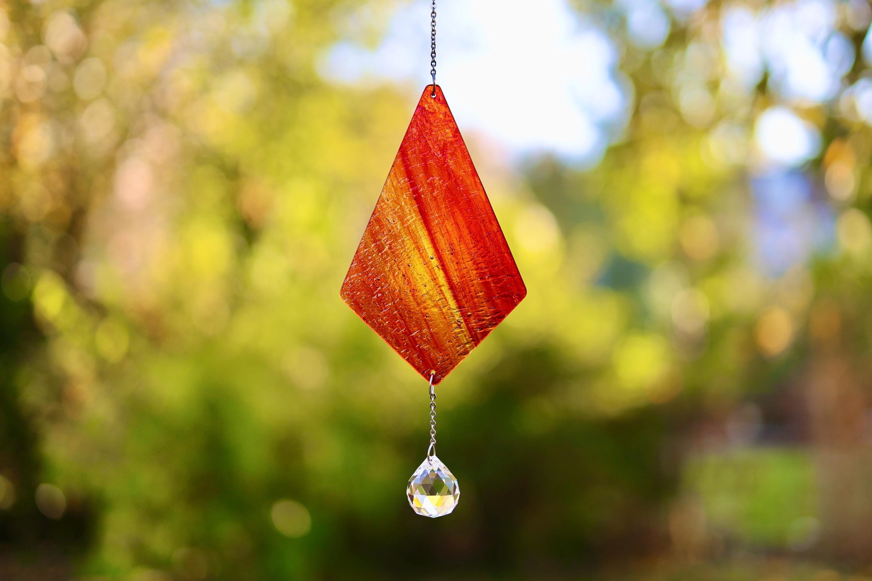Carillon A Vento Con Prismi Arcobaleno | Acchiappasole In Cristallo Per Esterno | Decorazione Colorata