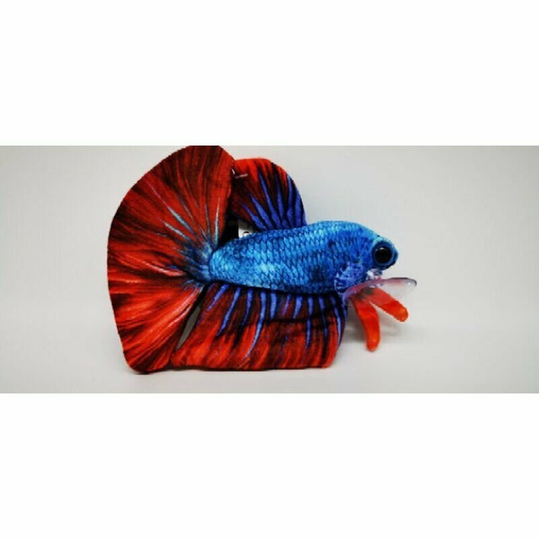 GreenPleco Kuscheltier Plushie "Kampffisch" Betta Red-Blue Aquarium Deko