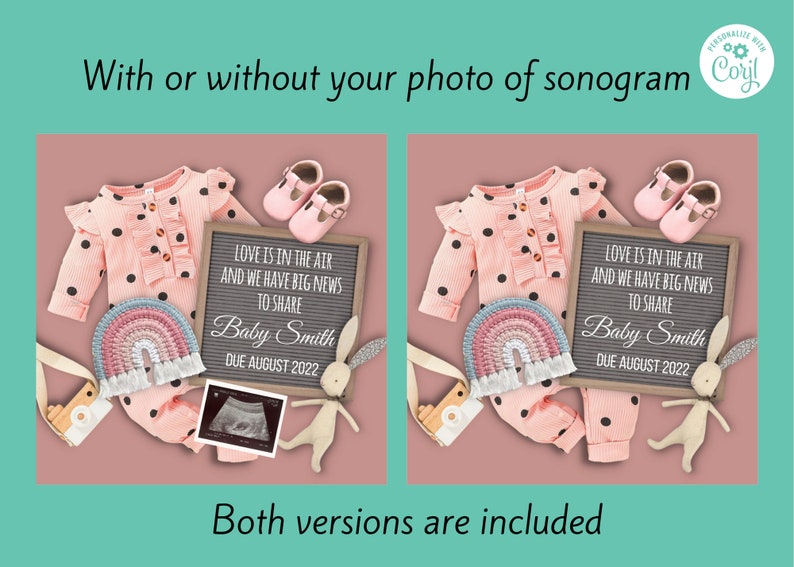 Rainbow Baby Girl Announcement Digital Template for Social Etsy