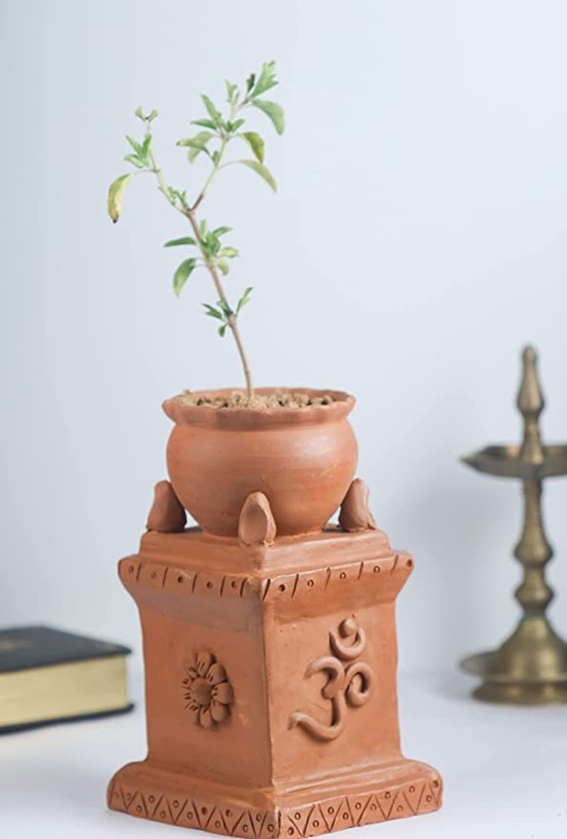 Khavi Arts Handmade Tulsi Pot Brings Positivity and Peace L Eco