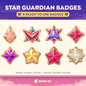 League of Legends Sternenwächter Twitch Badges | Stream Loyalty Buttons | Niedliches Sub Badge | Magische Mädchen Abzeichen | Discord Rollen | Kick Badges