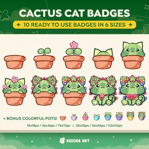 Insignias secundarias de gatos de cactus / Insignias de lealtad de transmisión / Insignia linda de Twitch / Insignias de gatos / Roles de discordia / Insignias de patada