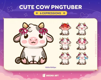 Cute Cow PNGtuber for Twitch, YouTube, Discord, Veadotube, Cute Streamer Graphics, Vtuber