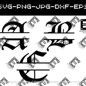 Alfabeto de letras divididas en inglés antiguo - Personalizable svg eps dxf png jpg