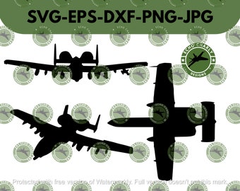 A-10 'Warthog' Thunderbolt Aircraft Silhouette Bundle (svg-eps-dxf-png-jpg)