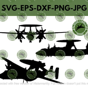 E-2C 'Hawkeye' Aircraft Silhouette Bundle (svg-eps-dxf-png-jpg)