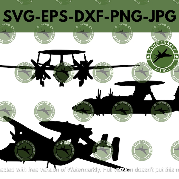 E-2C 'Hawkeye' Aircraft Silhouette Bundle (svg-eps-dxf-png-jpg)