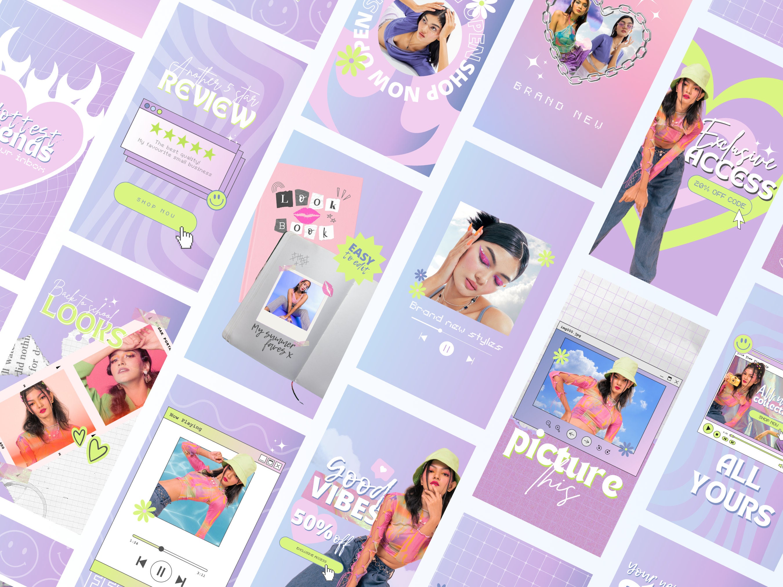 Y2K Instagram Story Template | 00s Aesthetic Canva Template | Fashion ...