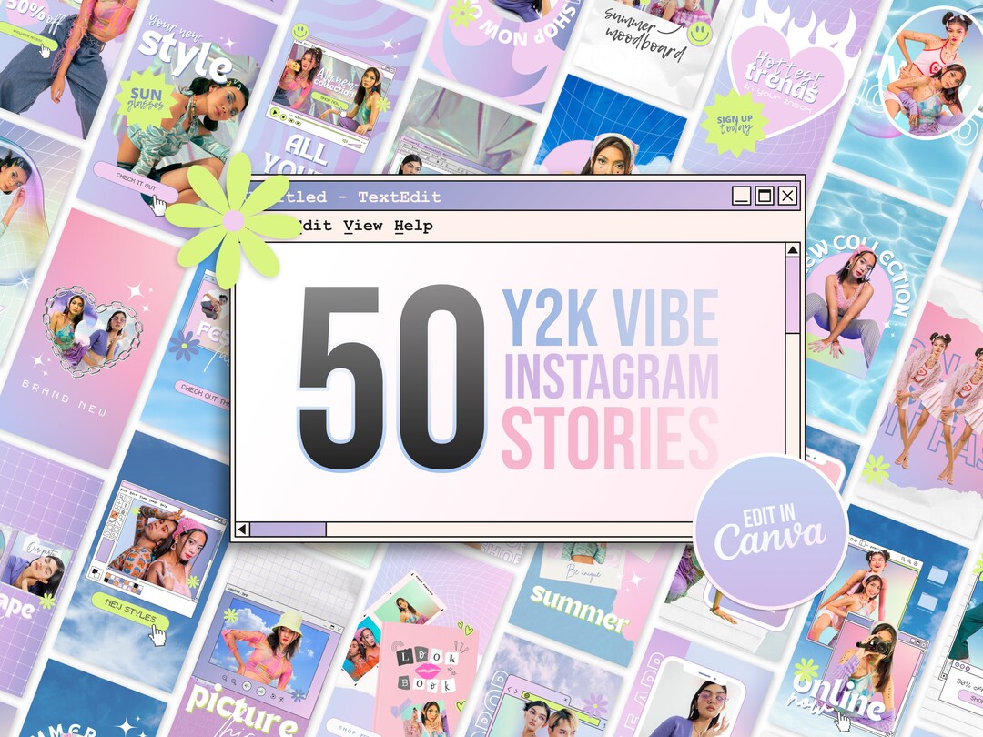 Y2K Instagram Story Template | 00s Aesthetic Canva Template | Fashion ...