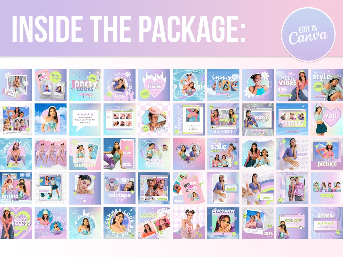 Y2K Instagram Post Template | 90s 00s Aesthetic Canva Template ...