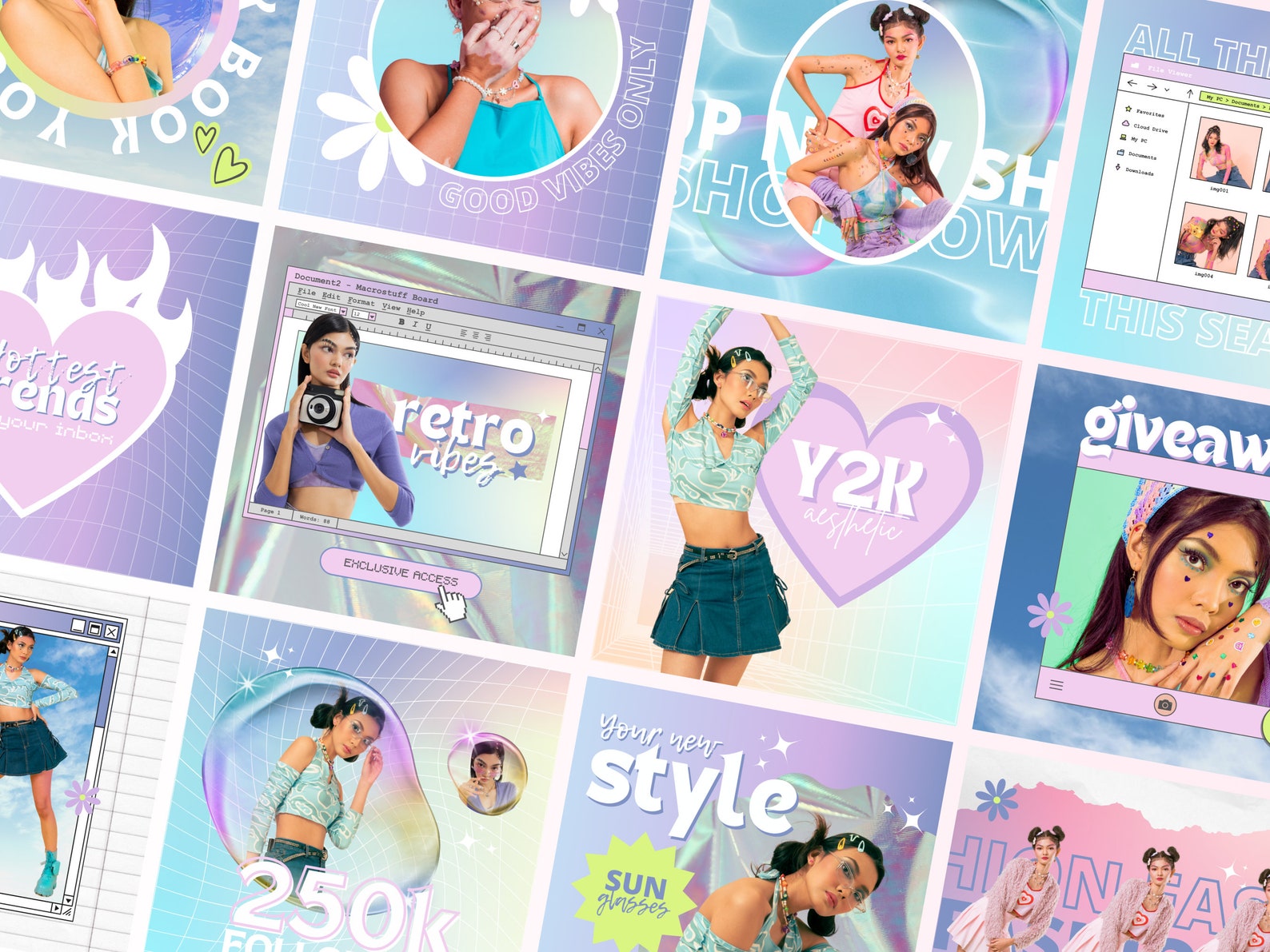 Y2K Instagram Post Template | 90s 00s Aesthetic Canva Template ...