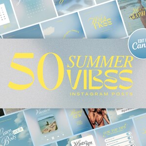 Summer Vibes Instagram Post Template | Social Media Template | Wavy Textures and Fonts | Cool Editable Instagram Template