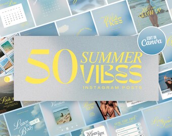 Summer Vibes Instagram Post Template | Social Media Template | Wavy Textures and Fonts | Cool Editable Instagram Template