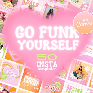 Retro Instagram Post Template | Groovy 60s 70s Canva Templates | Pink Orange Social Media Design | Funky Instagram Branding