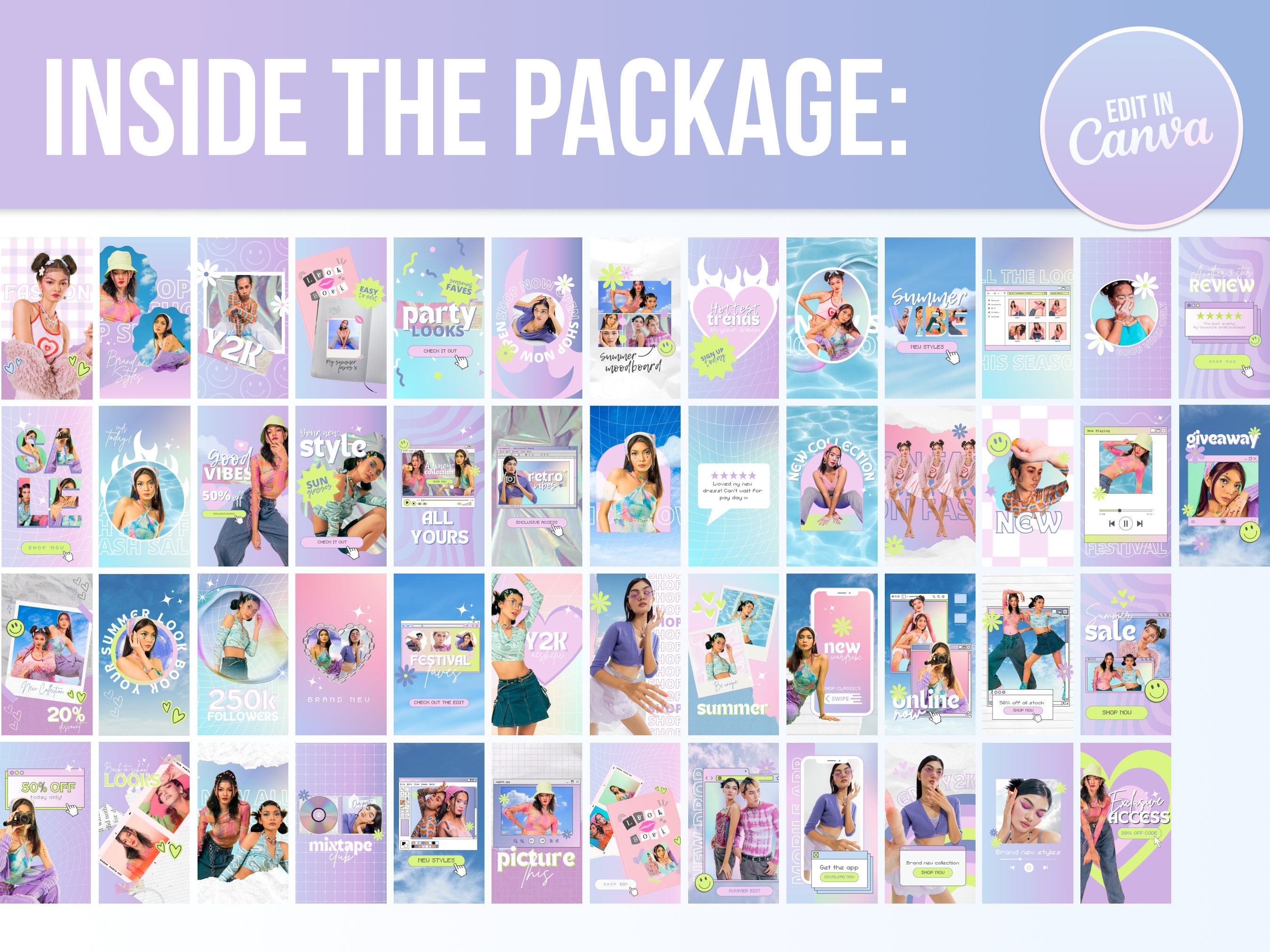Y2K Instagram Story Template | 00s Aesthetic Canva Template | Fashion ...